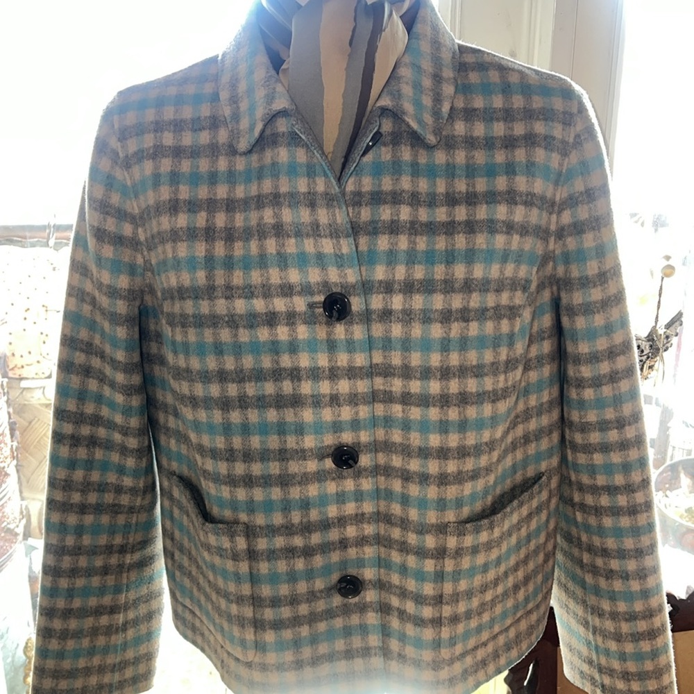 Large Herringbone Pattern Wool Blazer - image 4